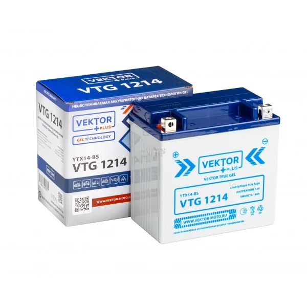 Аккумулятор VEKTOR PLUS 14 Ач 200 А (EN), прямая полярность, YTX14