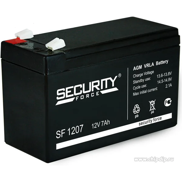 Аккумулятор Security Force 7 Ач, 151x65x100