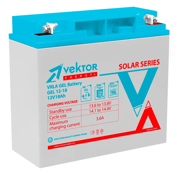 Аккумулятор VEKTOR GEL 18 Ач, 182x77x166