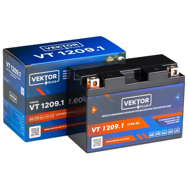 Аккумулятор VEKTOR PLUS 9 Ач 115 А, прямая полярность, YTX9