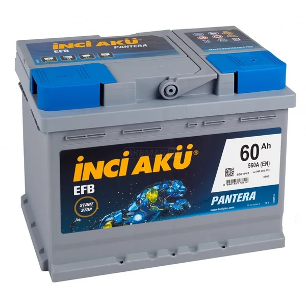 Аккумулятор INCI AKU Pantera EFB 60 Ач 560 А (EN), обратная полярность, LN2