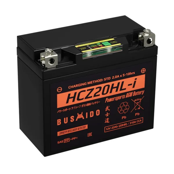 Аккумулятор BUSHIDO 22 Ач 310 А, обратная полярность, YTX20HL