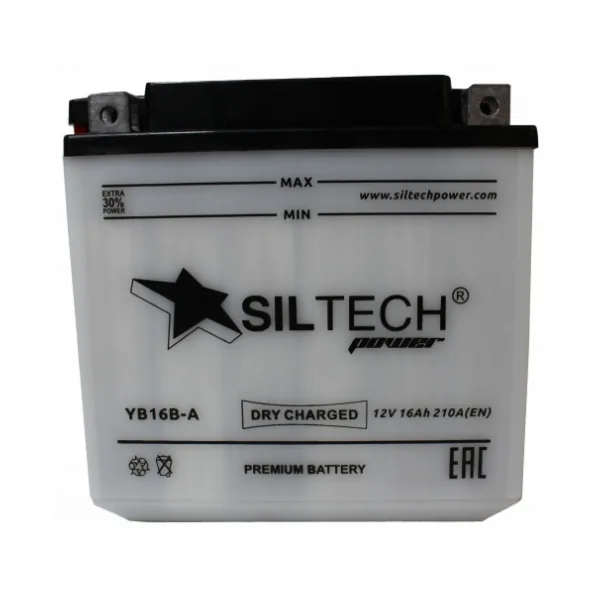 Аккумулятор SILTECH 16 Ач 210 А (EN), прямая полярность, YB16B-A