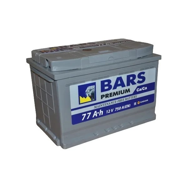 Аккумулятор BARS Premium 77 Ач 750 А (EN), обратная полярность, LN3